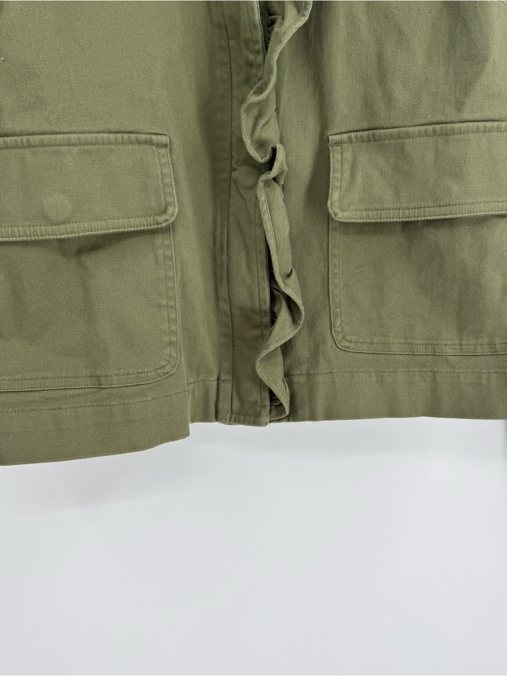 Torrid Olive green Twill Ruffle Utility Jacket Size 2X Military Moto Women - Picture 8 of 11
